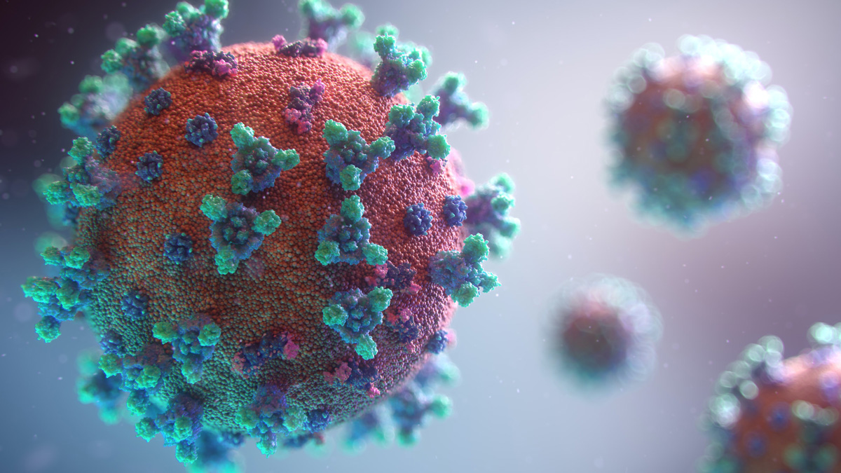 Artists depiction of SARS-Cov-2, the coronavirus