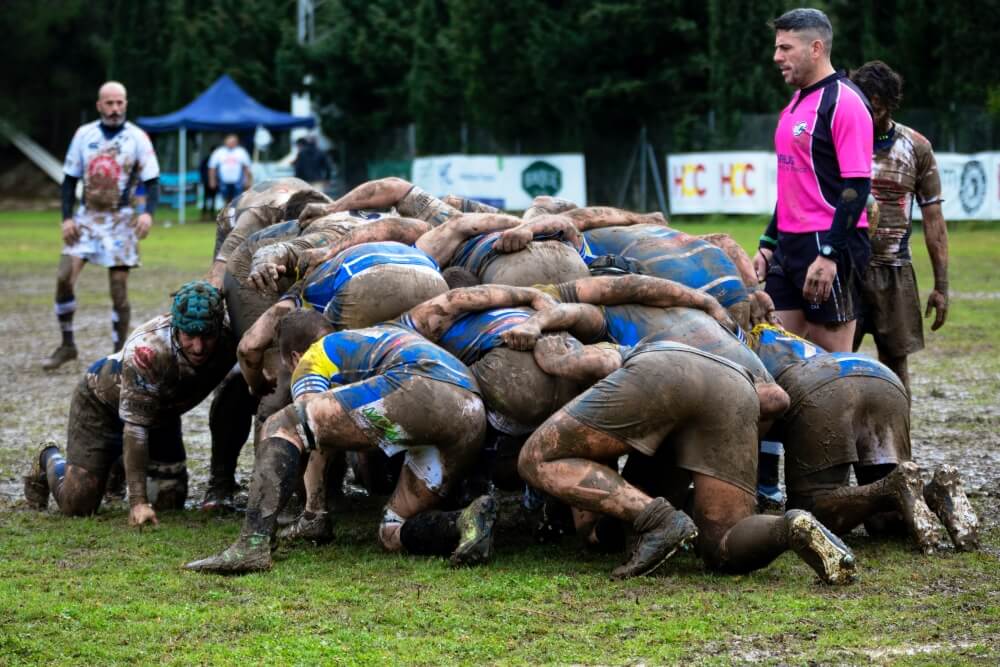 A rugby scrum