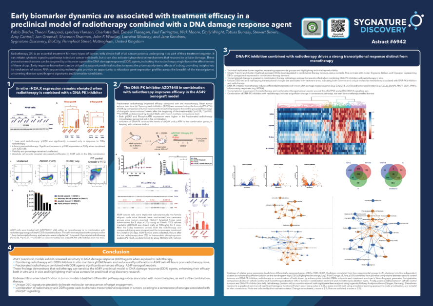 Early biomarker dynamics are associated with treatment efficacy in a preclinical model of radiotherapy combines with a DNA damage response agent