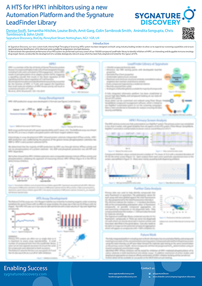 HTS for HPK1 Inhibitors: New Automation Platform & Sygnature LeadFinder Library