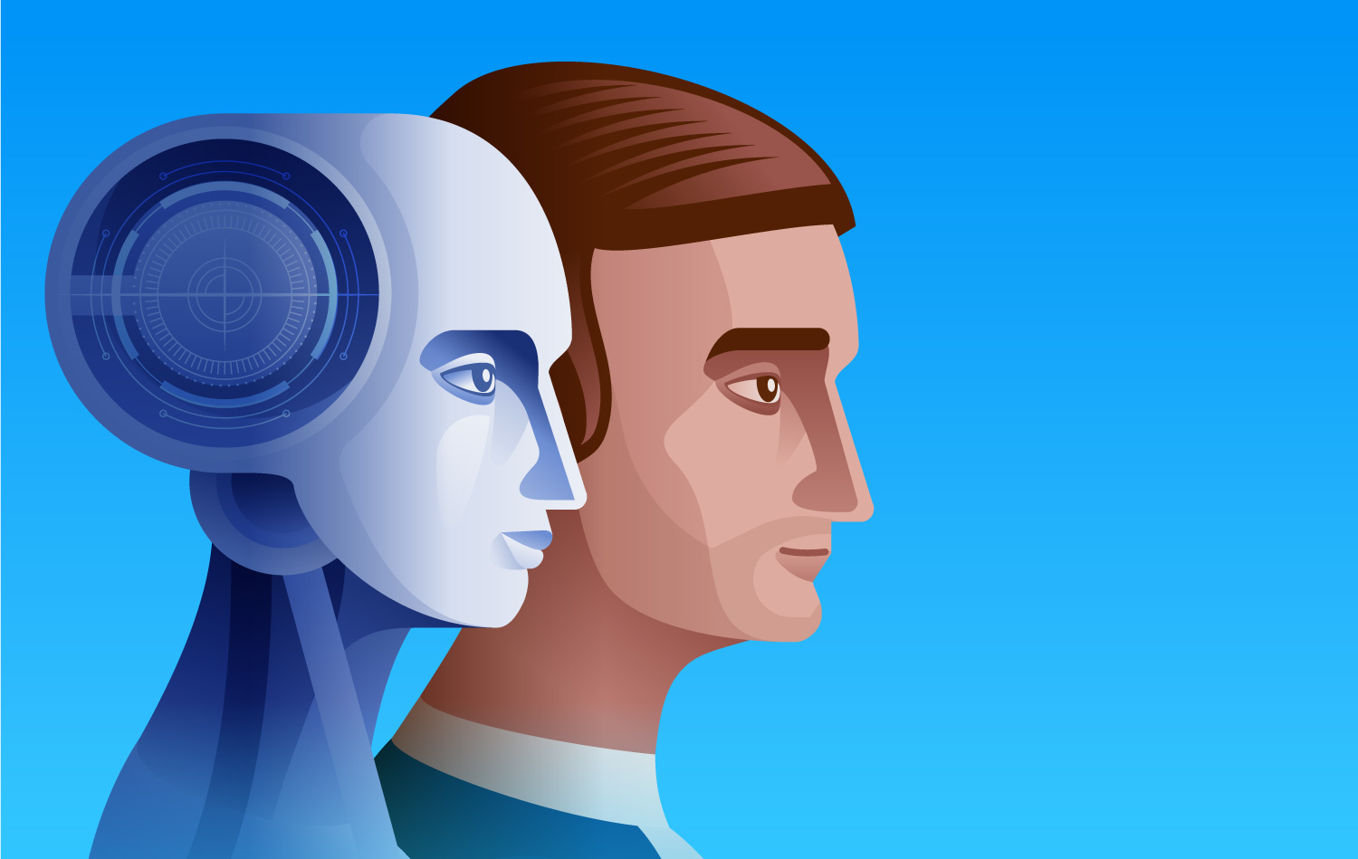 A man and a robot||||||||||