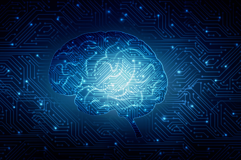 illustration of a digital brain network representing machine learning and AI tools applied to predictive modeling for ADMET property optimization.