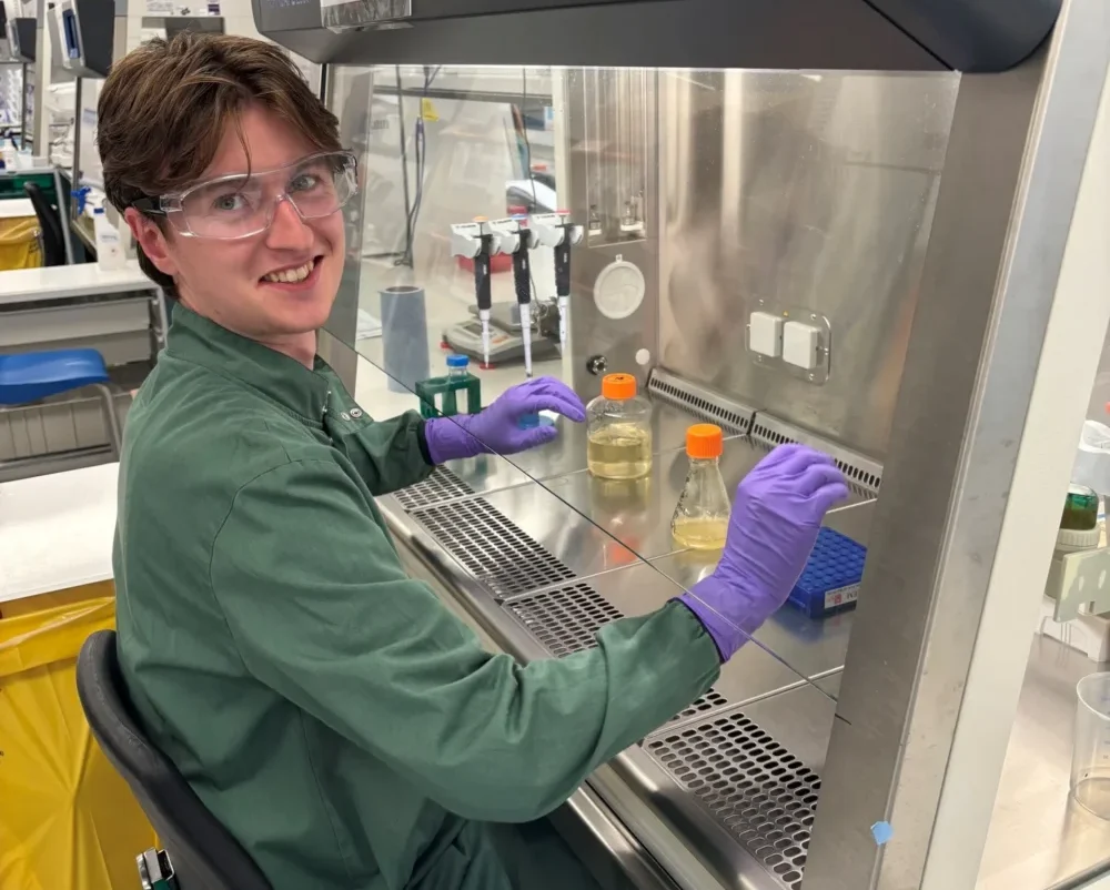 James McAfee in the mammalian cell culture lab