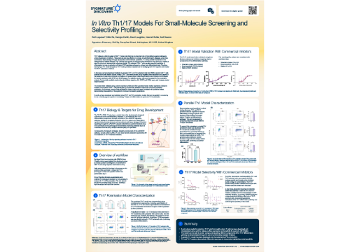 Workflow and validation data for human Th17 and Th1 polarisation models used for compound screening and selectivity profiling, including cytokine analysis and flow cytometry results.